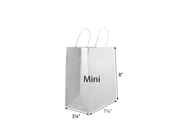 70 Recycled White Mini Paper Bag 7¼x3¼x8 Creative Packaging Canada 0259