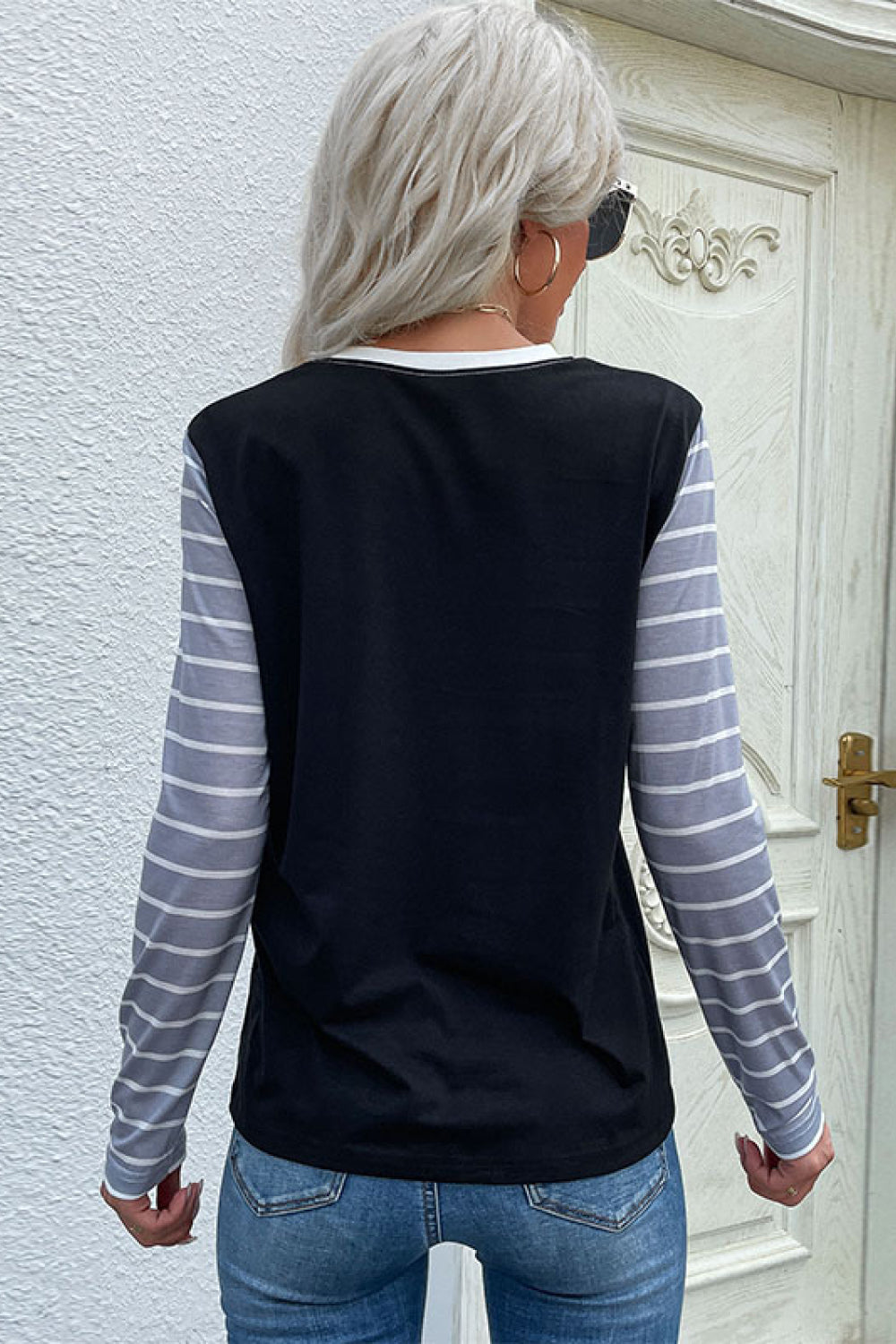 Mixed Print Round Neck Tee Shirt by Madsbay