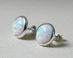 Blue Opal Earrings,Geode Earrings,Gemstone Earrings,Stud Earrings,925 Sterling Silver,Opal Stud,Tiny Stud,opal stud