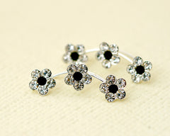 Black,Flowers cuff earring,crystal earrings,Ear cuff with Cubic Zirconia Gemstone ,Ear Climber,Wedding earrings,Bride earings ,Graduation gift
