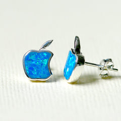 White,Opal Earrings,Geode Earrings,Gemstone Earrings,Stud Earrings,Apple Earrings,Opal Stud,Tiny Stud,Stone earrings,opal,silver,apple