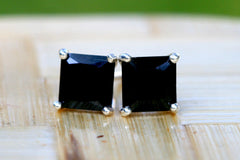 Unisex Earrings,6 mm Black CZ Stud Earrings,Tiny Stud Earrings,Sterling Silver CZ Diamond Studs,Simple Minimalist Everyday Jewelry