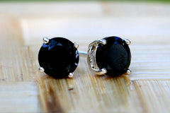 Unisex Earrings,6 mm Black CZ Stud Earrings,Tiny Stud Earrings,Sterling Silver CZ Diamond Studs,Simple Minimalist Everyday Jewelry