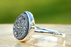 Druzy Ring,Drusy Ring,Drusy Quartz,Agate Ring,Gemstone Ring