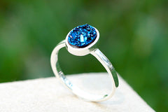 Druzy ring,Geode ring,Gemstone ring,Quartz ring,sterling ring,silver band,simple ring,agate silver,Stacking Ring,Gifts idea