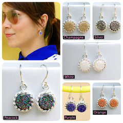 Geode Earrings,Agate Earrings,Gemstone Earring,Druzy Earrings,Drusy Earrings,Quartz earrings,Stone earrings,stone,druzy,drusy,quartz,geode