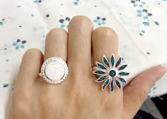 Opal Ring,Geode ring,October Birthstone,Birthstone Ring,gemstone ring,Agate ring,October,stone ring,opal,silver,agate,delicate,birthday ring