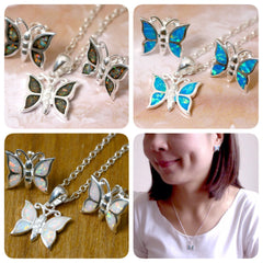 Butterfly,Opal Necklace,Silver Pendant,Gemstone Necklace,Agate Necklace,Stone Necklace,opal,stone,agate,gemstone,stud,earring,silver