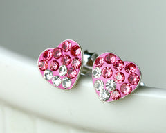 Stud Earrings,Crystal Earrings,Crystal Stud Earrings,Heart earrings,Love earrings,Silver earrings,Silver Stud,Swarovski earring,Swarovski