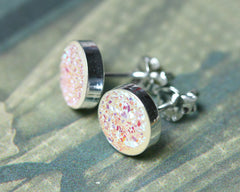 white jewerly set,Bridal jewelry,Bridesmaid earrings,Wedding earrings,Druzy Earrings,Druzy stud,Swarovski Earrings,Silver Stud