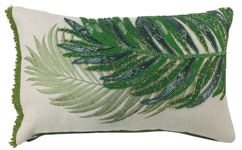 japon huisvrouw Schijnen Tropical Giant Leaf Embroidery Rectangle Throw Pillow – michateaux