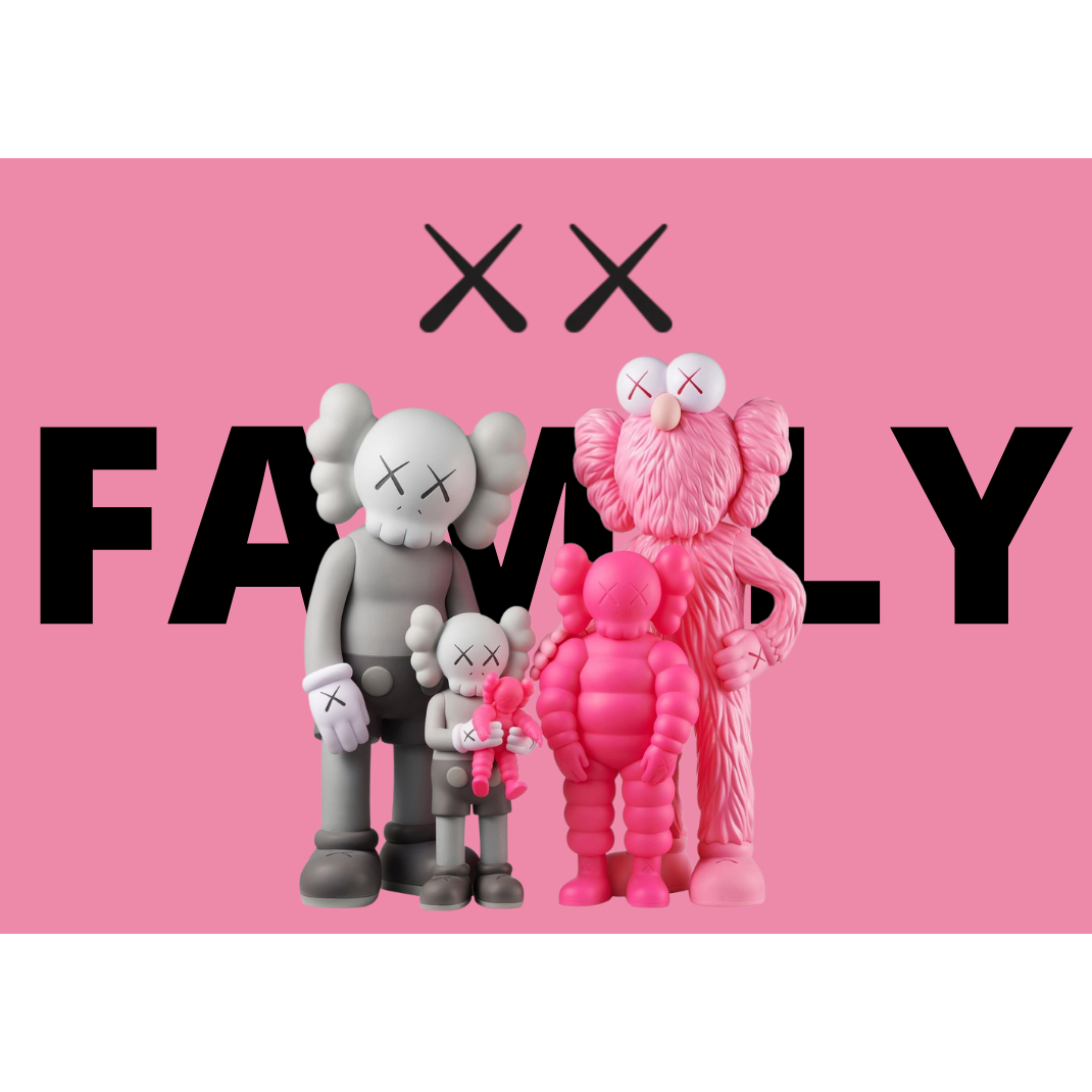 KAWS FAMILY GREY/PINK/FLUORO PINK