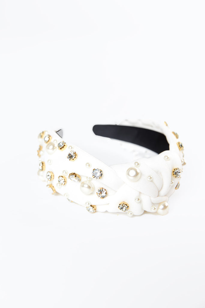 Charlotte Studded Headband - White