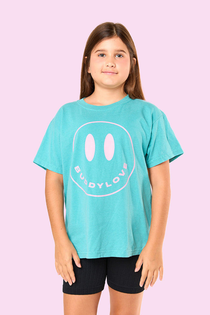 Select Sustainable Wearable Women's Apparel,Women, T-Shirts & Tops, Tank Tops - Clothing Shop OnlineHappy Face Youth Graphic Tee - Seafoam