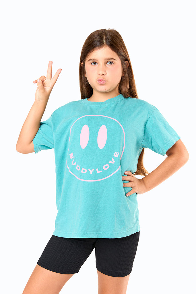 Select Sustainable Wearable Women's Apparel,Women, T-Shirts & Tops, Tank Tops - Clothing Shop OnlineHappy Face Youth Graphic Tee - Seafoam