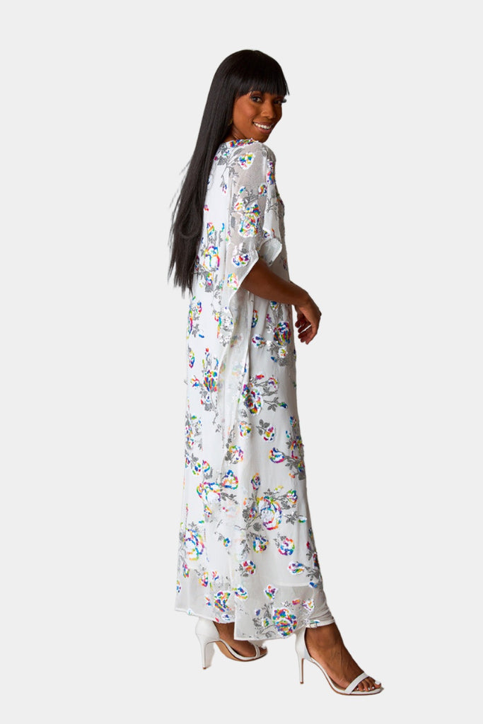 Select Sustainable Wearable Women's Apparel,Women, T-Shirts & Tops, Tank Tops - Clothing Shop OnlineAtlas Sequin Caftan Maxi Dress - White Sangria