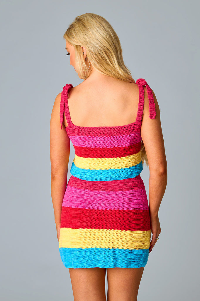 Select Sustainable Wearable Women's Apparel,Women, T-Shirts & Tops, Tank Tops - Clothing Shop OnlineFar Out Crochet Two-Piece Set - Over The Rainbow