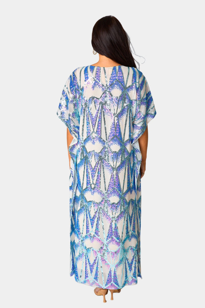 Select Sustainable Wearable Women's Apparel,Women, T-Shirts & Tops, Tank Tops - Clothing Shop OnlineAtlas Sequin Caftan Maxi Dress - Queen of The Sea