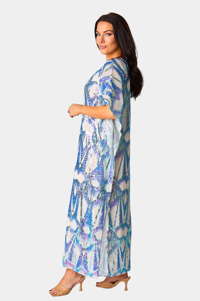 Select Sustainable Wearable Women's Apparel,Women, T-Shirts & Tops, Tank Tops - Clothing Shop OnlineAtlas Sequin Caftan Maxi Dress - Queen of The Sea