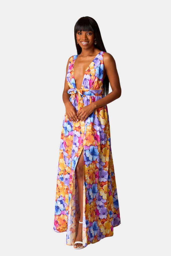 Select Sustainable Wearable Women's Apparel,Women, T-Shirts & Tops, Tank Tops - Clothing Shop OnlineZena Plunging Neck Maxi Dress - Pansy