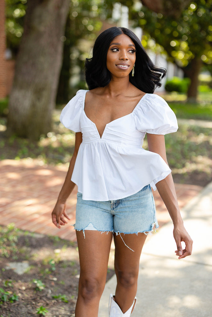 Select Sustainable Wearable Women's Apparel,Women, T-Shirts & Tops, Tank Tops - Clothing Shop OnlineHouston Puff Sleeve Top - White