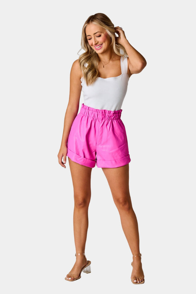 Select Sustainable Wearable Women's Apparel,Women, T-Shirts & Tops, Tank Tops - Clothing Shop OnlinePeyton Paperbag Vegan Leather Shorts - Magenta