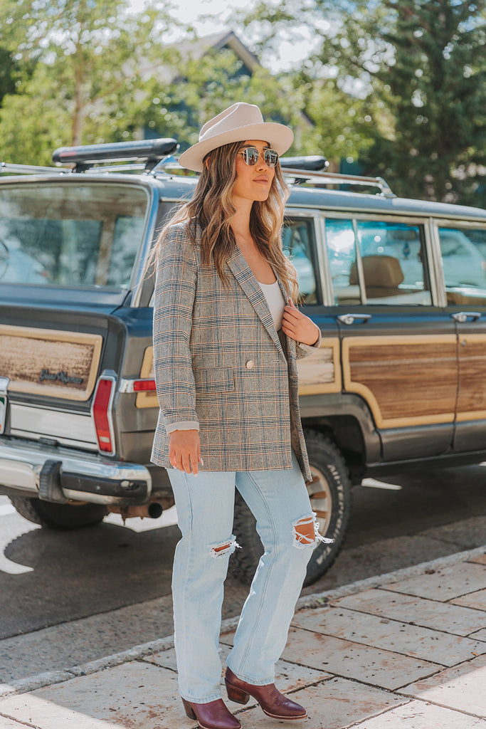 Select Sustainable Wearable Women's Apparel,Women, T-Shirts & Tops, Tank Tops - Clothing Shop OnlineAvery Oversized Plaid Blazer - Manhattan