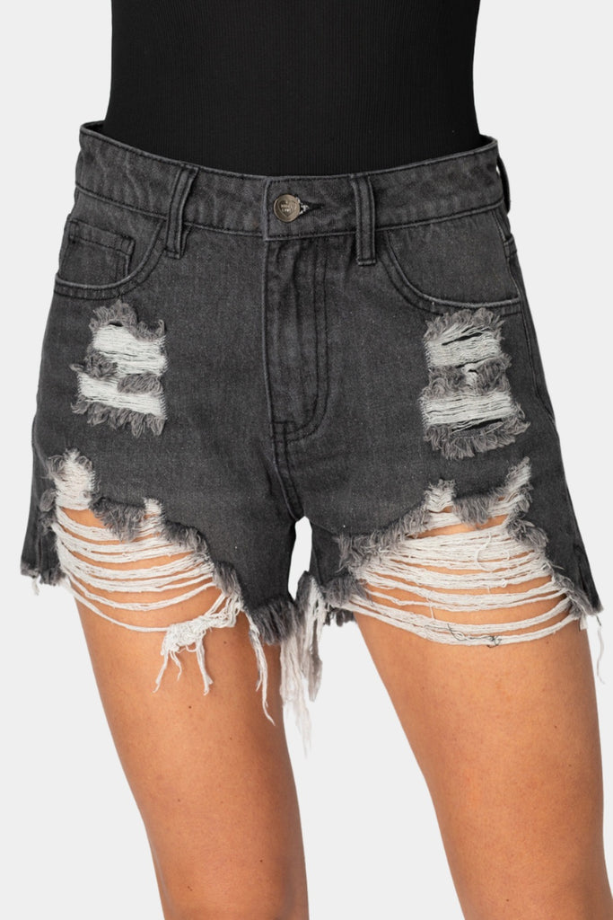 Select Sustainable Wearable Women's Apparel,Women, T-Shirts & Tops, Tank Tops - Clothing Shop OnlineSheriff Distressed High-Waisted Denim Shorts - Grey,24 / Grey / Solids