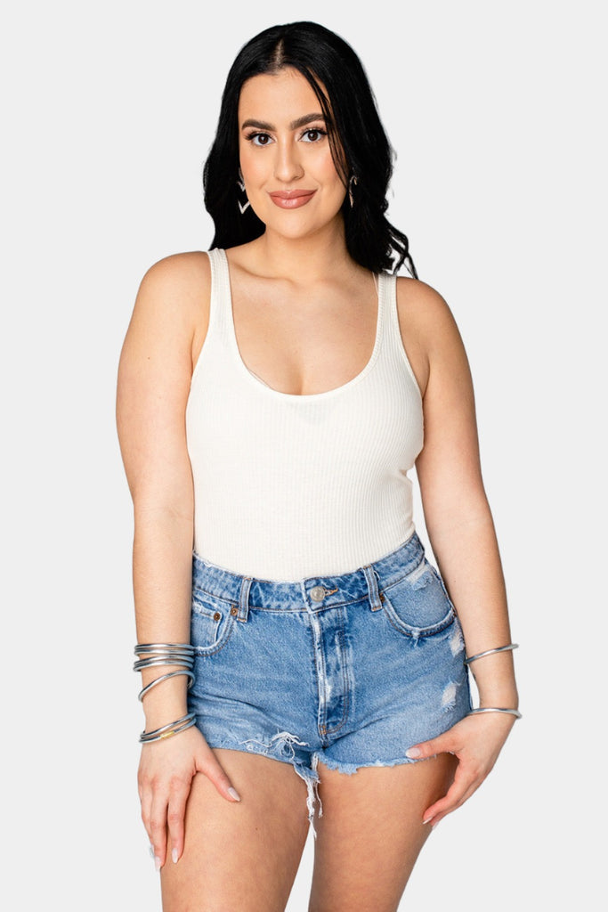 Select Sustainable Wearable Women's Apparel,Women, T-Shirts & Tops, Tank Tops - Clothing Shop OnlineSammy Scoop Neck Bodysuit - Cream