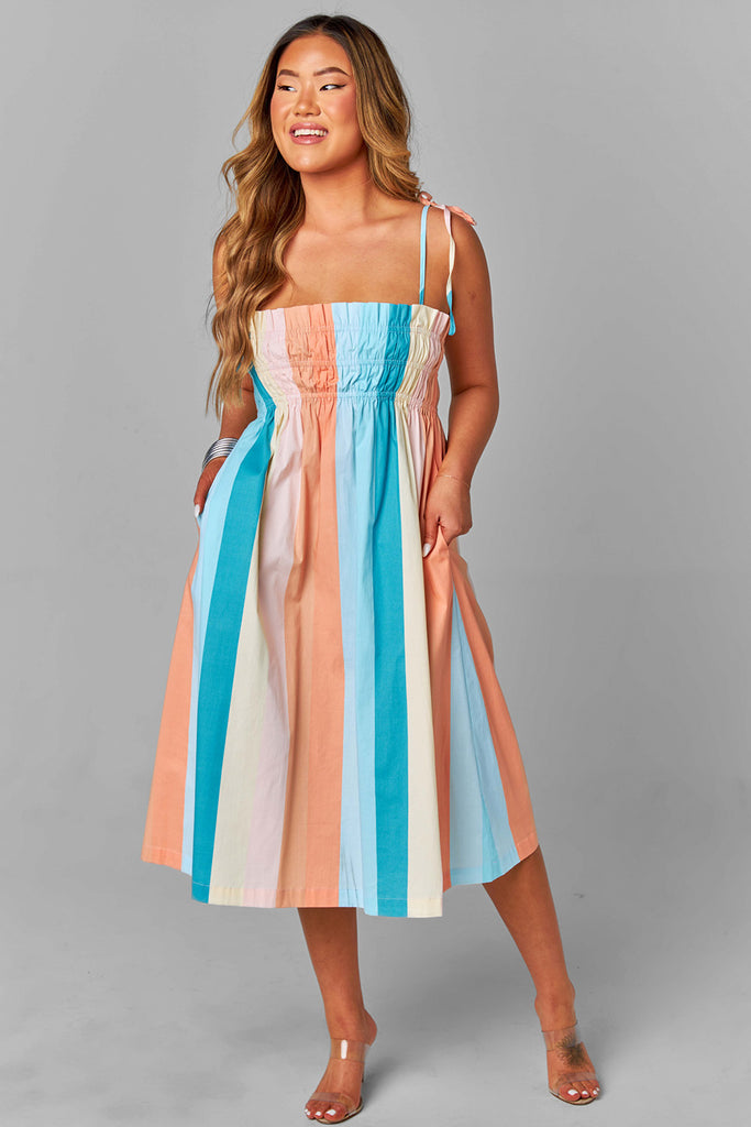 Select Sustainable Wearable Women's Apparel,Women, T-Shirts & Tops, Tank Tops - Clothing Shop OnlineLexi Tie Shoulder Midi Dress - Desert Coral
