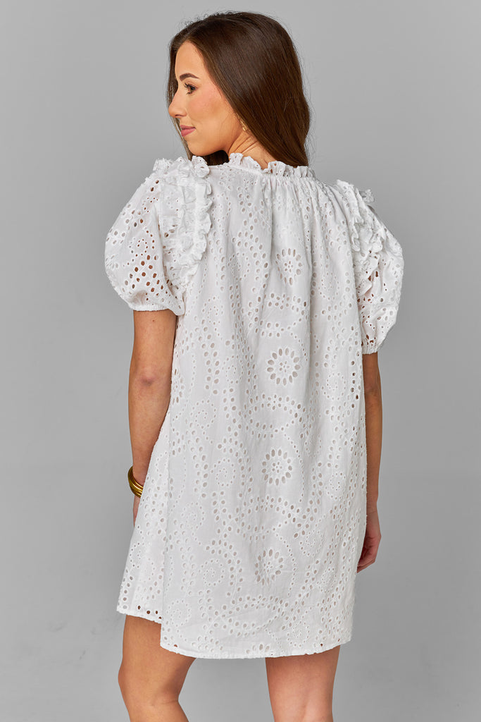 Select Sustainable Wearable Women's Apparel,Women, T-Shirts & Tops, Tank Tops - Clothing Shop OnlineKelly Puff Sleeve Mini Dress - White Eyelet