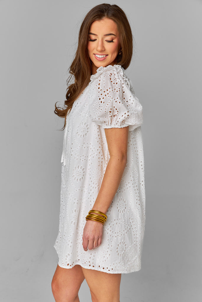 Select Sustainable Wearable Women's Apparel,Women, T-Shirts & Tops, Tank Tops - Clothing Shop OnlineKelly Puff Sleeve Mini Dress - White Eyelet