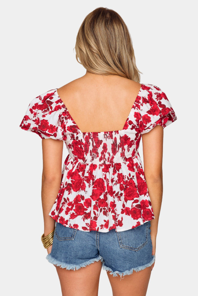 Select Sustainable Wearable Women's Apparel,Women, T-Shirts & Tops, Tank Tops - Clothing Shop OnlineHouston Puff Sleeve Top - Scarlet Flower