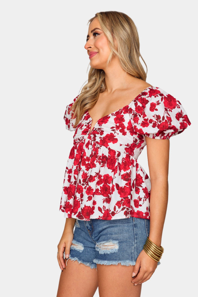 Select Sustainable Wearable Women's Apparel,Women, T-Shirts & Tops, Tank Tops - Clothing Shop OnlineHouston Puff Sleeve Top - Scarlet Flower