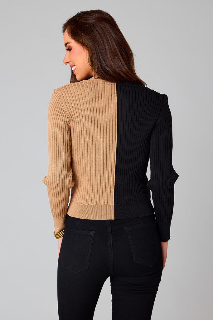 Select Sustainable Wearable Women's Apparel,Women, T-Shirts & Tops, Tank Tops - Clothing Shop OnlineNoah Cropped Ribbed Sweater - Black/Tan