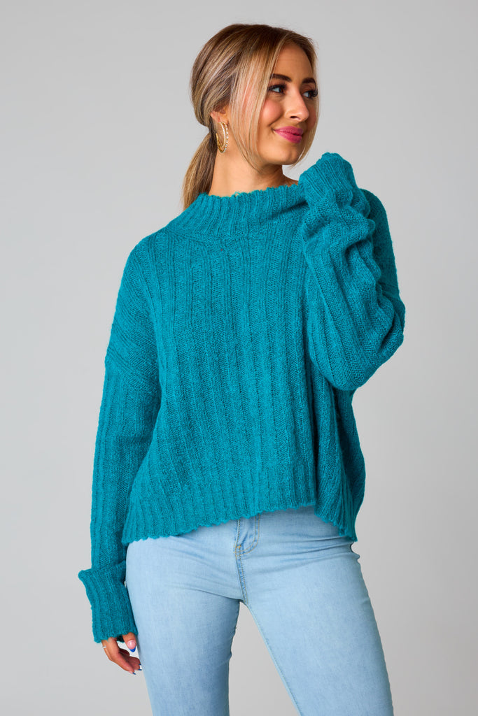 Select Sustainable Wearable Women's Apparel,Women, T-Shirts & Tops, Tank Tops - Clothing Shop OnlineHadley Knit Sweater - Teal