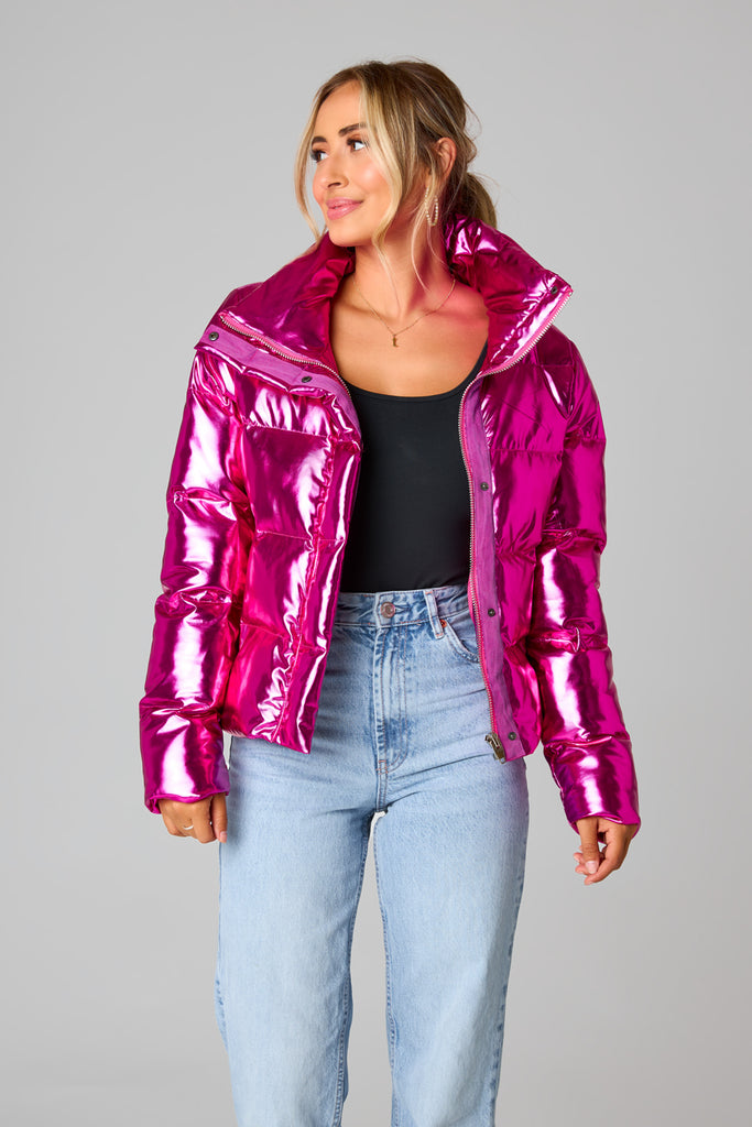 Select Sustainable Wearable Women's Apparel,Women, T-Shirts & Tops, Tank Tops - Clothing Shop OnlineAddison Metallic Puffer Jacket - Electric