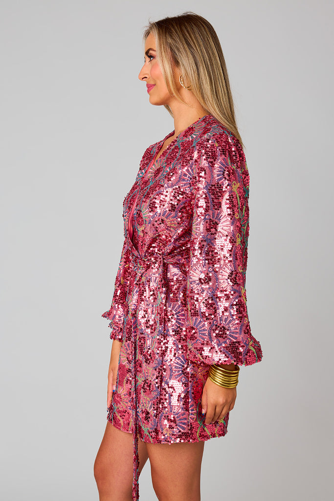 Select Sustainable Wearable Women's Apparel,Women, T-Shirts & Tops, Tank Tops - Clothing Shop OnlineAdeline Sequin Wrap Dress - Wild Strawberry