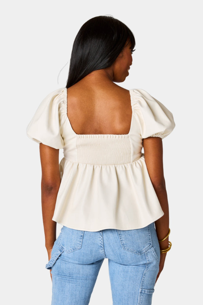 Select Sustainable Wearable Women's Apparel,Women, T-Shirts & Tops, Tank Tops - Clothing Shop OnlineHouston Puff Sleeve Top - Powder
