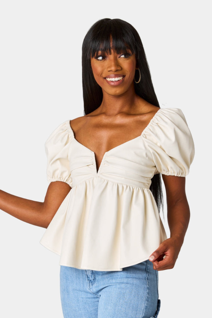 Select Sustainable Wearable Women's Apparel,Women, T-Shirts & Tops, Tank Tops - Clothing Shop OnlineHouston Puff Sleeve Top - Powder