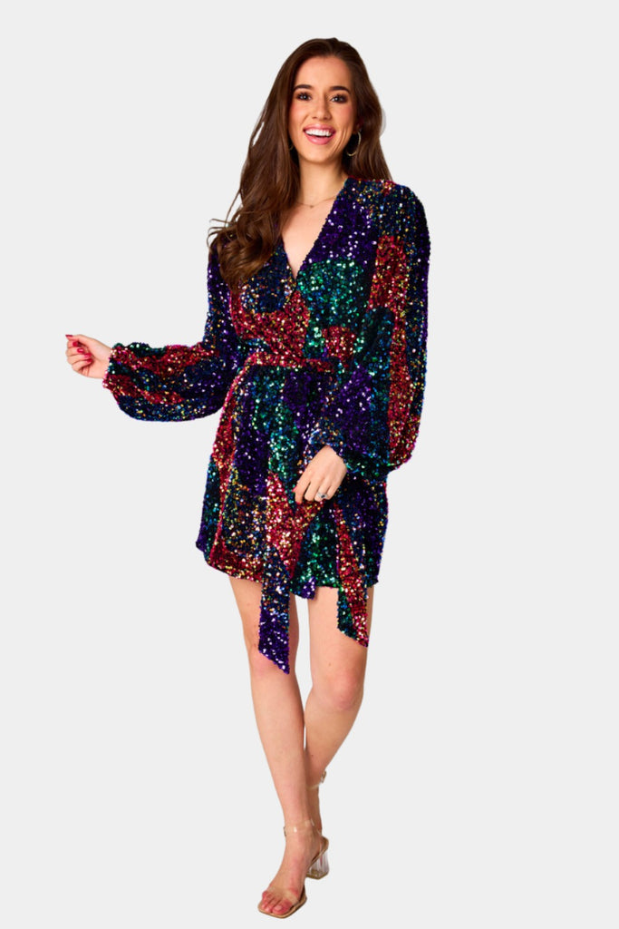 Select Sustainable Wearable Women's Apparel,Women, T-Shirts & Tops, Tank Tops - Clothing Shop OnlineAdeline Sequin Wrap Dress - Party