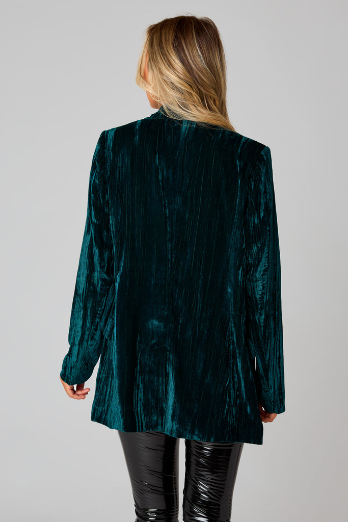Select Sustainable Wearable Women's Apparel,Women, T-Shirts & Tops, Tank Tops - Clothing Shop OnlineHeff Crushed Velvet Blazer - Dark Forest