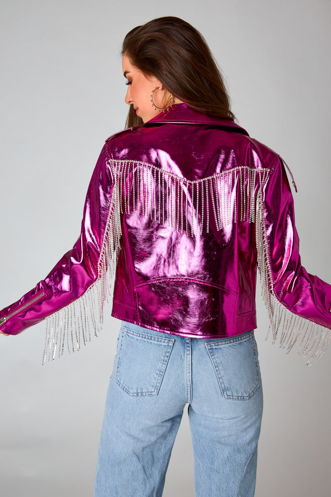 Select Sustainable Wearable Women's Apparel,Women, T-Shirts & Tops, Tank Tops - Clothing Shop OnlineRife Crystal Fringe Metallic Jacket - Electric
