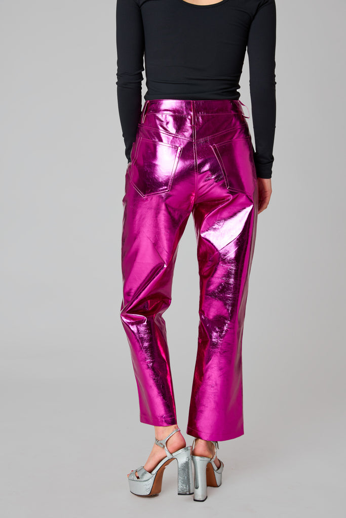Select Sustainable Wearable Women's Apparel,Women, T-Shirts & Tops, Tank Tops - Clothing Shop OnlineTravolta High-Rise Metallic Pants - Electric