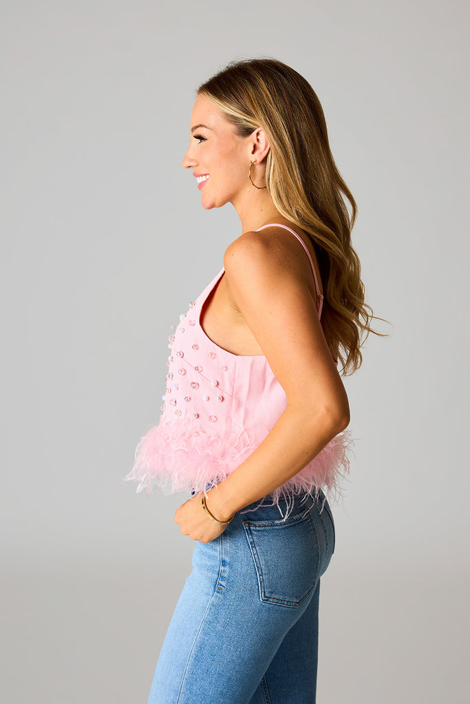 Select Sustainable Wearable Women's Apparel,Women, T-Shirts & Tops, Tank Tops - Clothing Shop OnlineSeraphina Feather Tank Top - Geranium