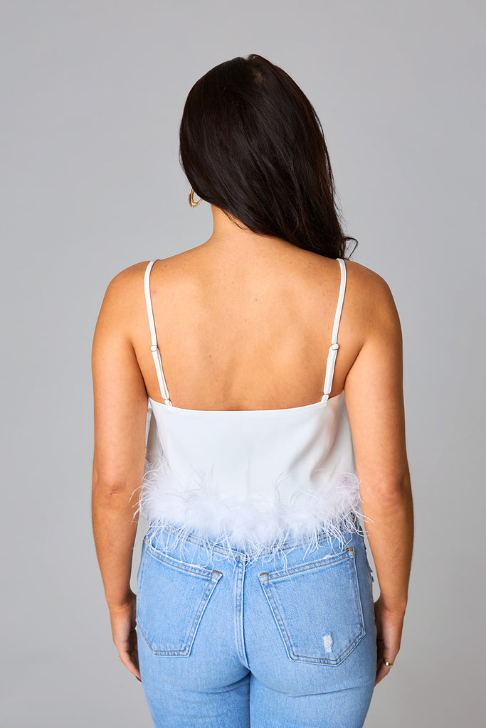 Select Sustainable Wearable Women's Apparel,Women, T-Shirts & Tops, Tank Tops - Clothing Shop OnlineSeraphina Feather Tank Top - White