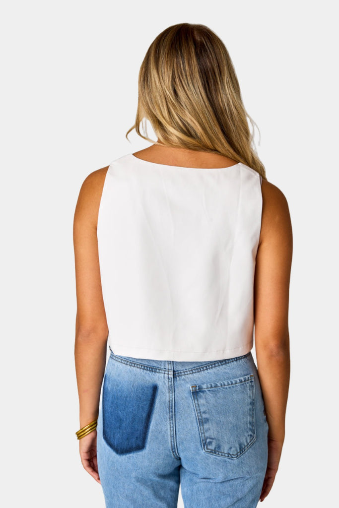 Select Sustainable Wearable Women's Apparel,Women, T-Shirts & Tops, Tank Tops - Clothing Shop OnlineManning Vegan Leather Cropped Tank Top - Powder