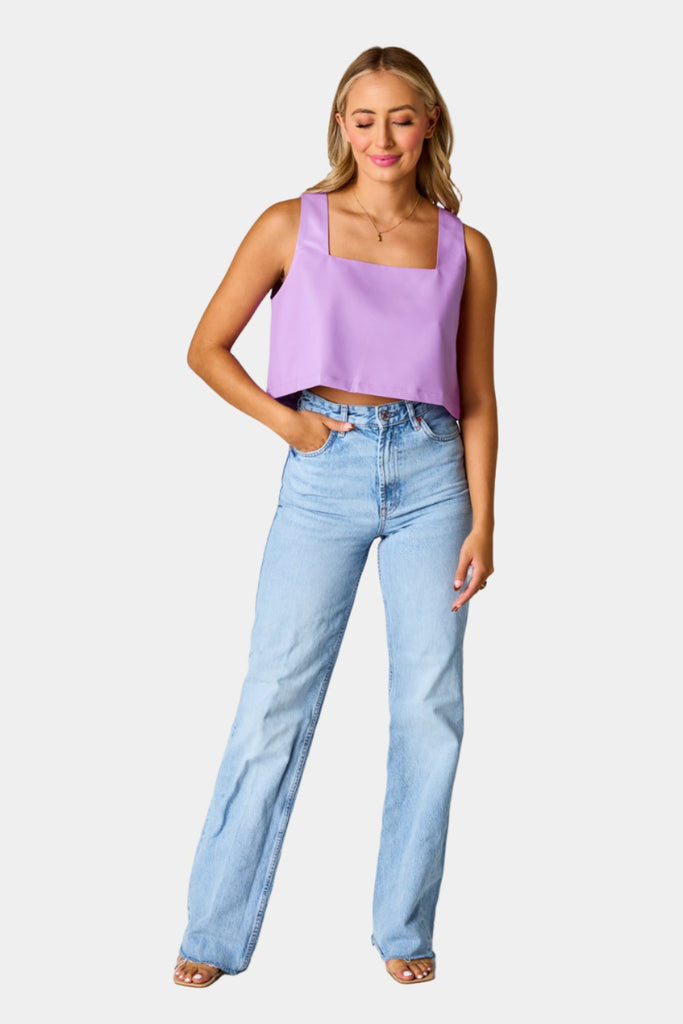 Select Sustainable Wearable Women's Apparel,Women, T-Shirts & Tops, Tank Tops - Clothing Shop OnlineManning Vegan Leather Cropped Tank Top - Purple