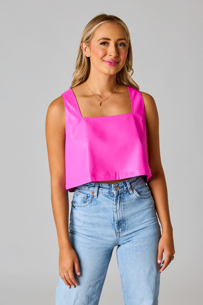 Select Sustainable Wearable Women's Apparel,Women, T-Shirts & Tops, Tank Tops - Clothing Shop OnlineManning Vegan Leather Cropped Tank Top - Magenta