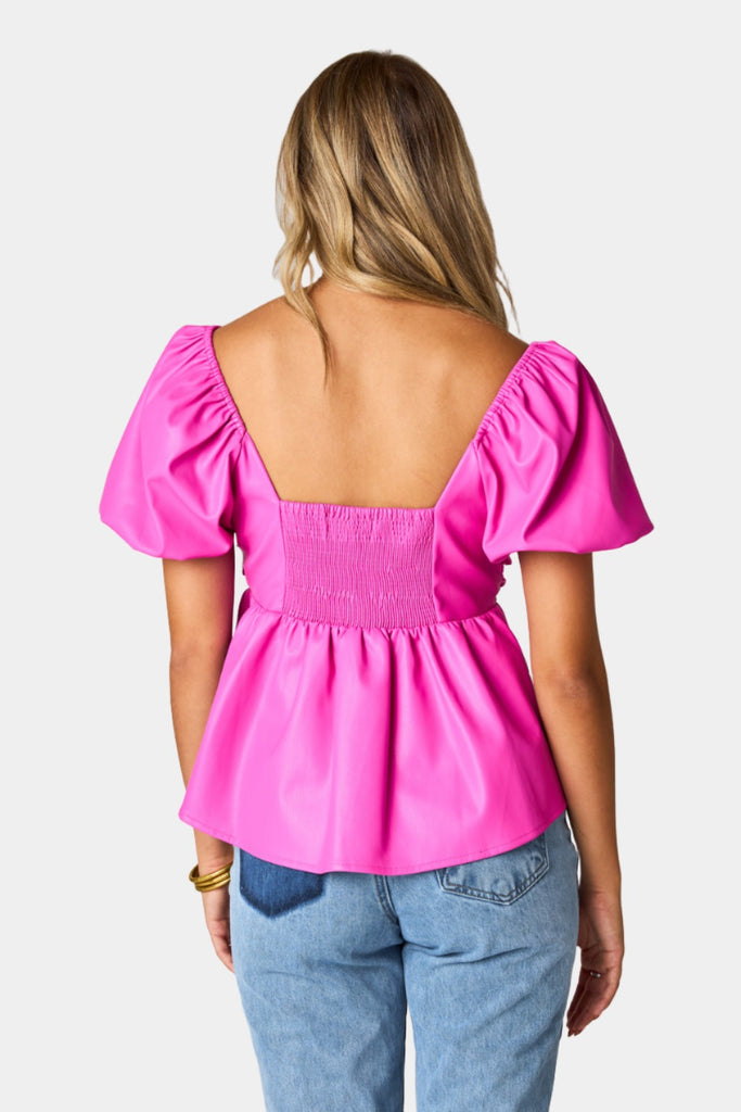 Select Sustainable Wearable Women's Apparel,Women, T-Shirts & Tops, Tank Tops - Clothing Shop OnlineHouston Puff Sleeve Top - Magenta